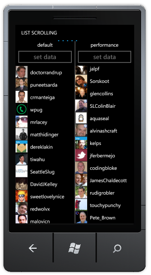 PhonePerformance List Scrolling sample