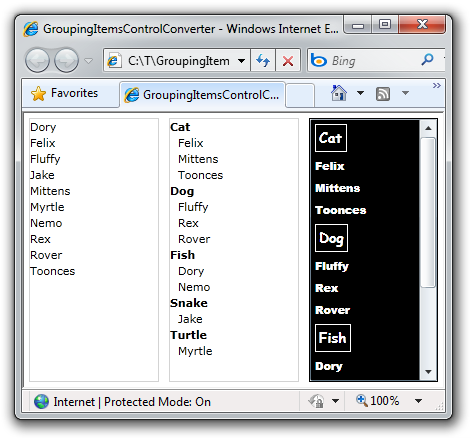 GroupingItemsControlConverter sample