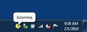Insomnia minimized to the notification area