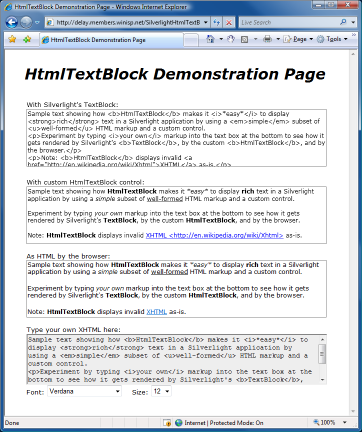 HtmlTextBlock Demonstration Page