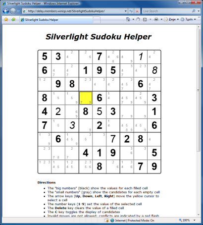 Silverlight Sudoku Helper