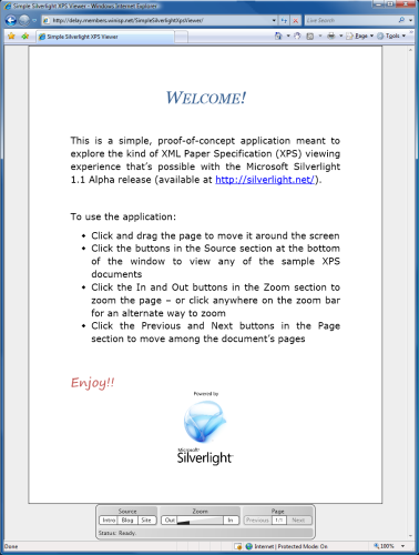 SimpleSilverlightXpsViewer Application