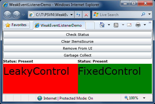 WeakEventListener Sample Application